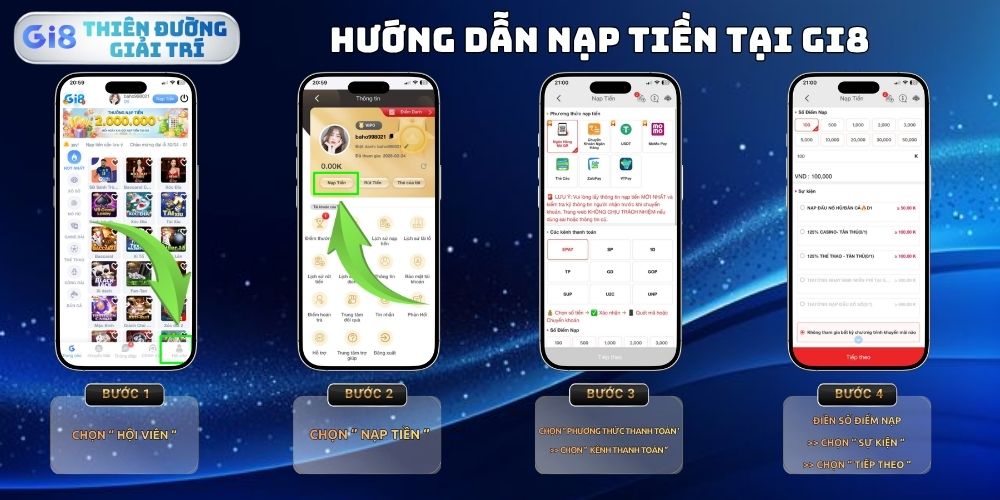 Hướng dẫn nạp tiền tại gi8